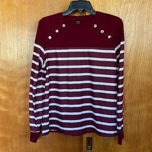Shein Red Long Sleeve Striped Shirt